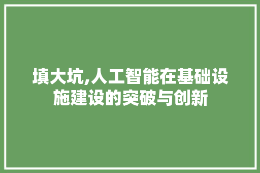 填大坑,人工智能在基础设施建设的突破与创新