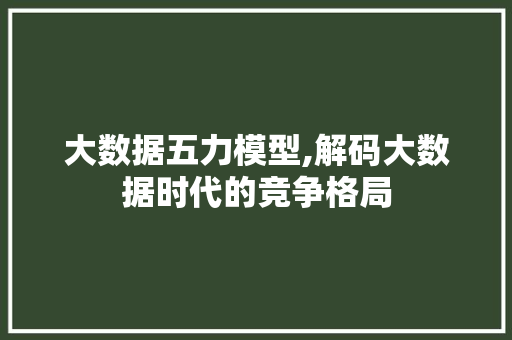 大数据五力模型,解码大数据时代的竞争格局