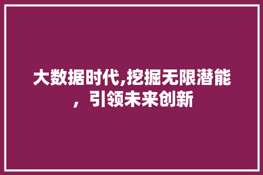 大数据时代,挖掘无限潜能，引领未来创新