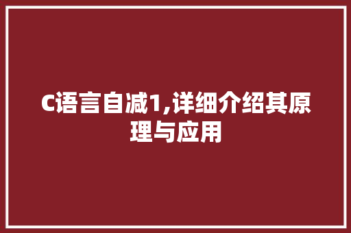C语言自减1,详细介绍其原理与应用