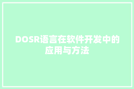 DOSR语言在软件开发中的应用与方法