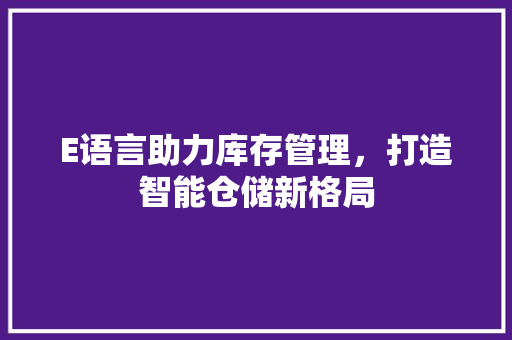 E语言助力库存管理，打造智能仓储新格局