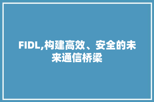 FIDL,构建高效、安全的未来通信桥梁