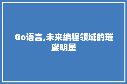 Go语言,未来编程领域的璀璨明星