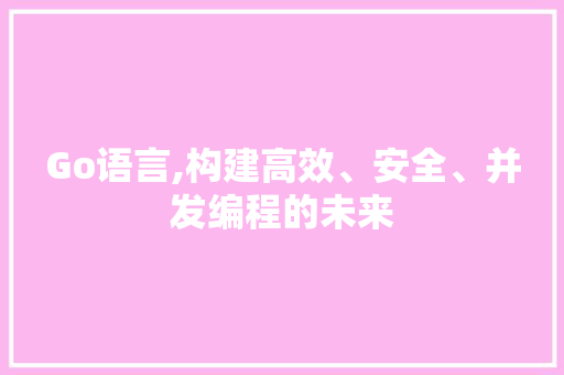 Go语言,构建高效、安全、并发编程的未来