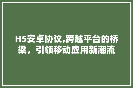H5安卓协议,跨越平台的桥梁，引领移动应用新潮流