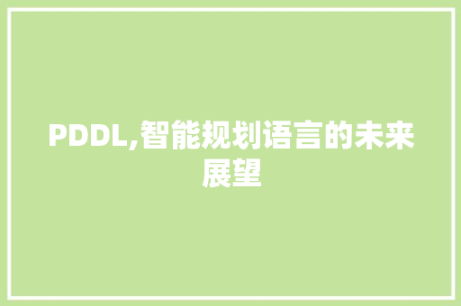 PDDL,智能规划语言的未来展望