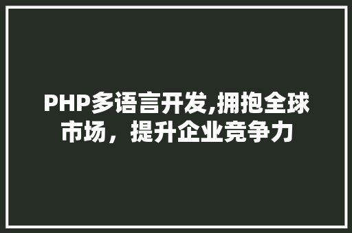 PHP多语言开发,拥抱全球市场，提升企业竞争力