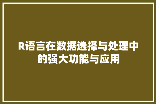 R语言在数据选择与处理中的强大功能与应用