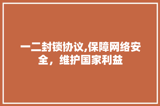一二封锁协议,保障网络安全，维护国家利益