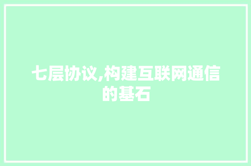 七层协议,构建互联网通信的基石