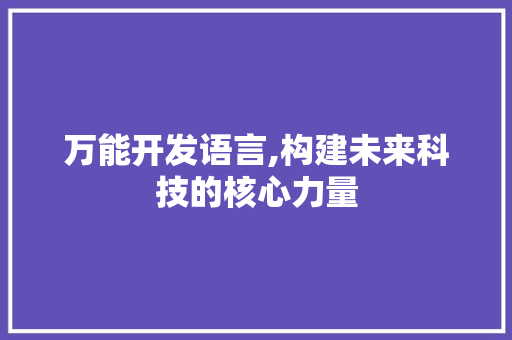 万能开发语言,构建未来科技的核心力量