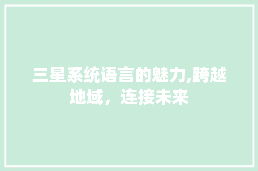 三星系统语言的魅力,跨越地域，连接未来