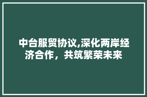 中台服贸协议,深化两岸经济合作，共筑繁荣未来