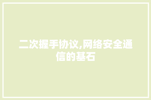 二次握手协议,网络安全通信的基石
