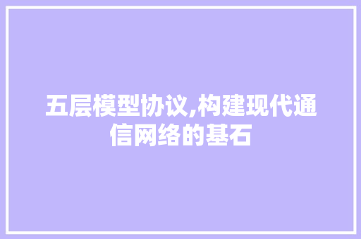 五层模型协议,构建现代通信网络的基石
