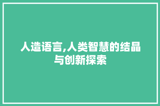 人造语言,人类智慧的结晶与创新探索