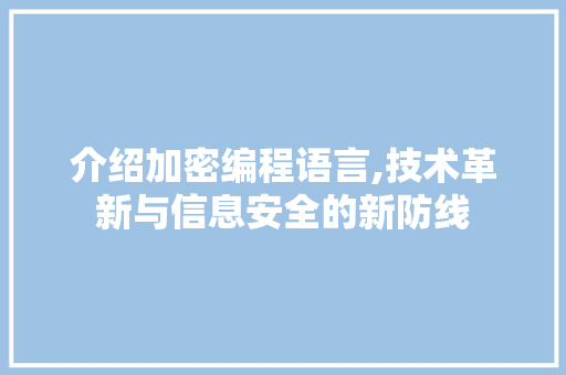 介绍加密编程语言,技术革新与信息安全的新防线
