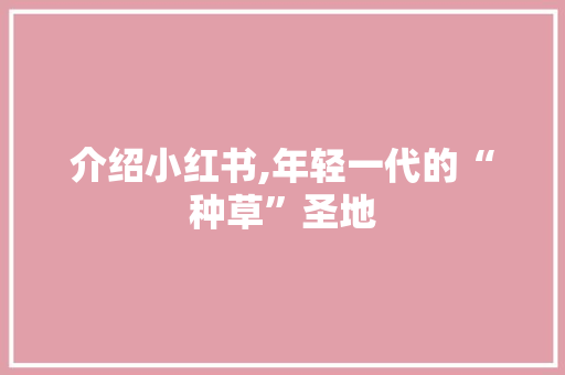 介绍小红书,年轻一代的“种草”圣地