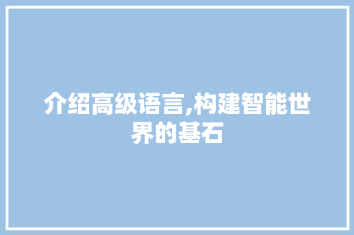 介绍高级语言,构建智能世界的基石