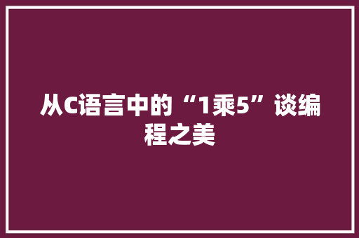 从C语言中的“1乘5”谈编程之美