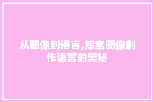 从图像到语言,探索图像制作语言的奥秘