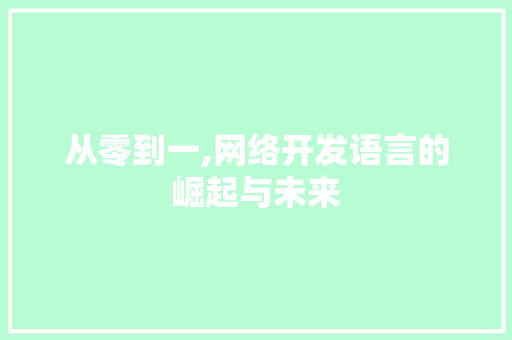从零到一,网络开发语言的崛起与未来