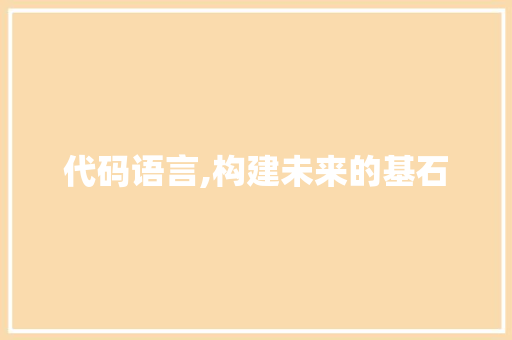 代码语言,构建未来的基石