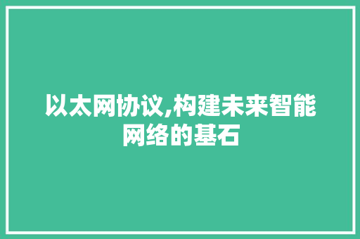 以太网协议,构建未来智能网络的基石