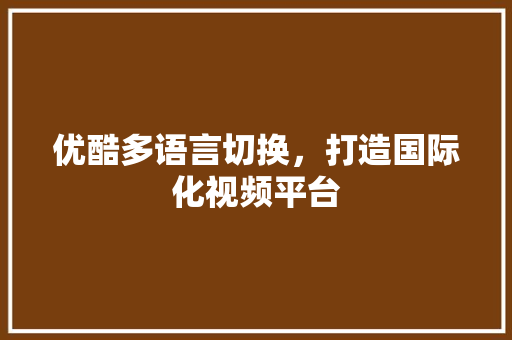 优酷多语言切换，打造国际化视频平台