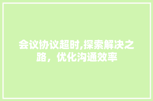 会议协议超时,探索解决之路，优化沟通效率