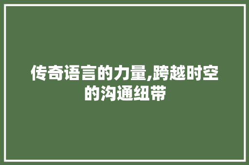 传奇语言的力量,跨越时空的沟通纽带