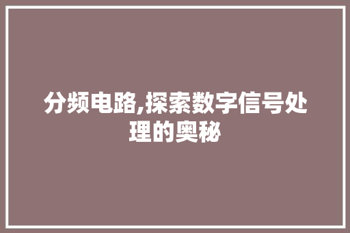 分频电路,探索数字信号处理的奥秘