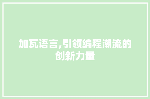 加瓦语言,引领编程潮流的创新力量