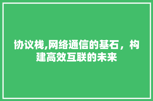 协议栈,网络通信的基石，构建高效互联的未来