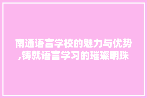 南通语言学校的魅力与优势,铸就语言学习的璀璨明珠