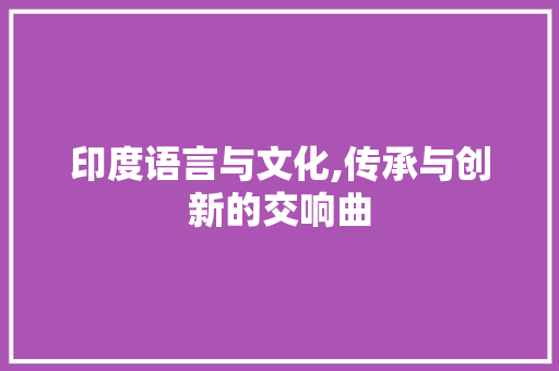 印度语言与文化,传承与创新的交响曲