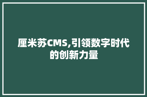 厘米苏CMS,引领数字时代的创新力量