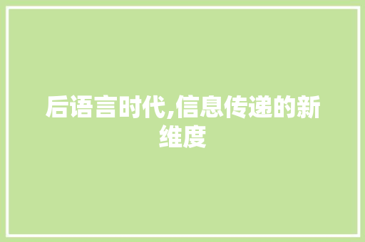 后语言时代,信息传递的新维度