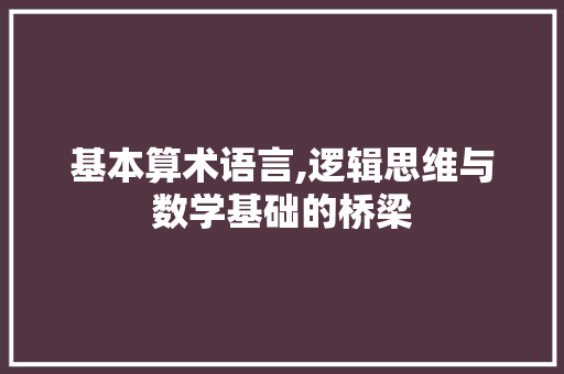基本算术语言,逻辑思维与数学基础的桥梁