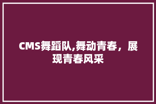CMS舞蹈队,舞动青春，展现青春风采