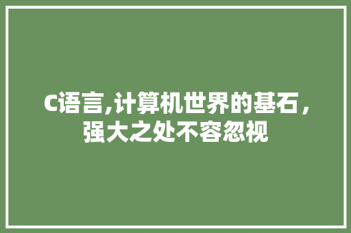 C语言,计算机世界的基石，强大之处不容忽视