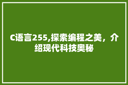 C语言255,探索编程之美，介绍现代科技奥秘