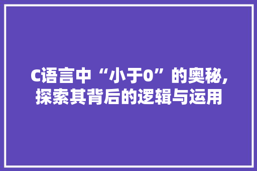 C语言中“小于0”的奥秘,探索其背后的逻辑与运用