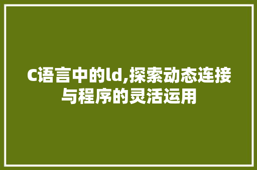 C语言中的ld,探索动态连接与程序的灵活运用