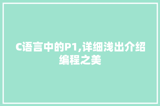 C语言中的P1,详细浅出介绍编程之美