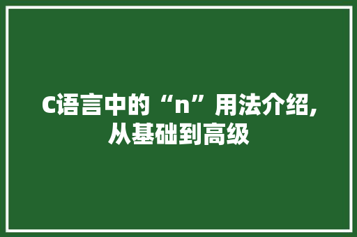 C语言中的“n”用法介绍,从基础到高级