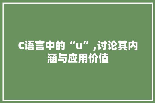 C语言中的“u”,讨论其内涵与应用价值