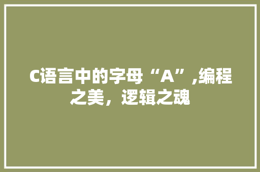 C语言中的字母“A”,编程之美，逻辑之魂