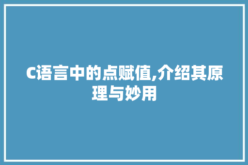 C语言中的点赋值,介绍其原理与妙用